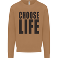 Choose Life Fancy Dress Outfit Costume Mens Sweatshirt Jumper Caramel Latte