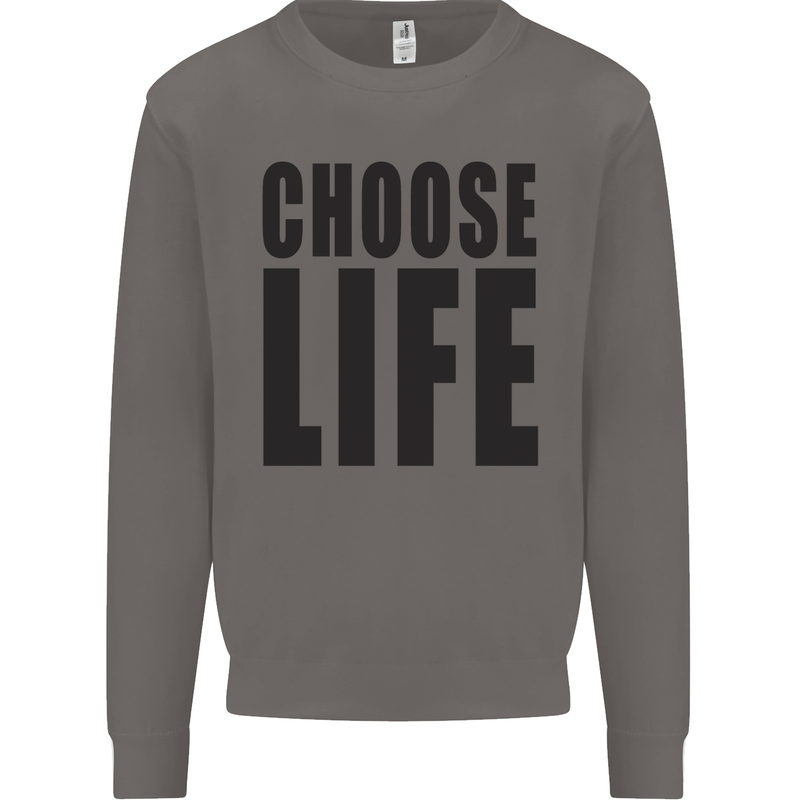Choose Life Fancy Dress Outfit Costume Mens Sweatshirt Jumper Charcoal