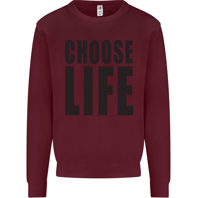 Choose Life Fancy Dress Outfit Costume Mens Sweatshirt Jumper Maroon
