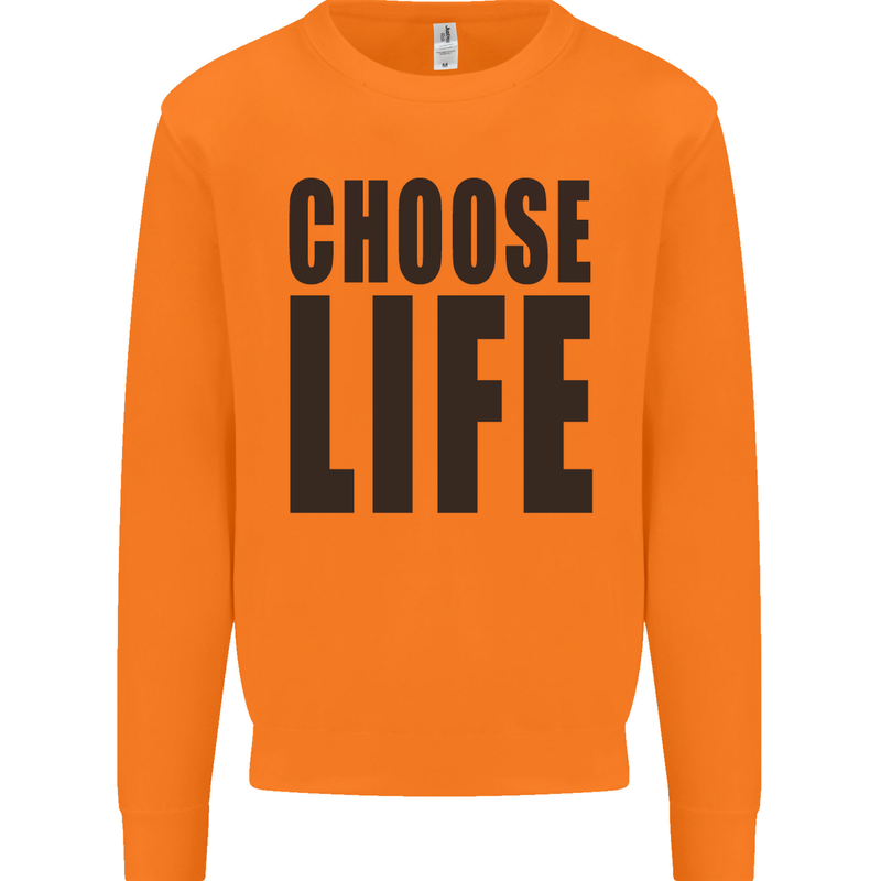 Choose Life Fancy Dress Outfit Costume Mens Sweatshirt Jumper Orange