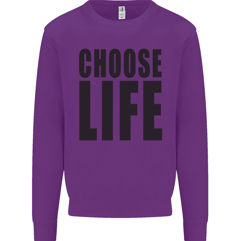 Choose Life Fancy Dress Outfit Costume Mens Sweatshirt Jumper Purple