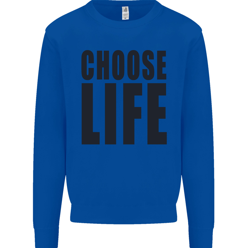Choose Life Fancy Dress Outfit Costume Mens Sweatshirt Jumper Royal Blue