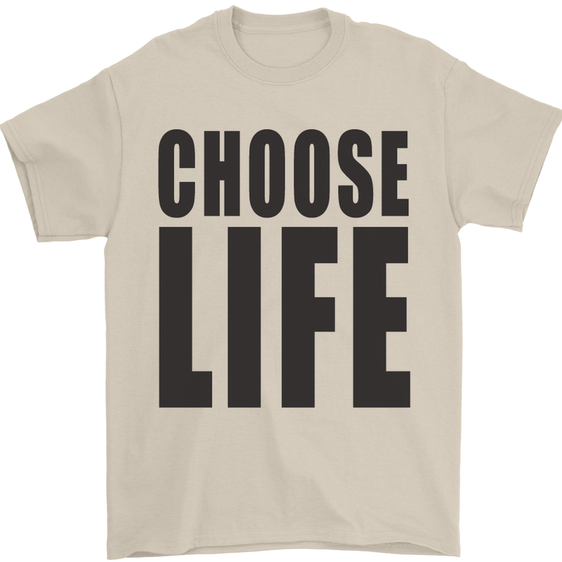 Choose Life Fancy Dress Outfit Costume Mens T-Shirt Cotton Gildan Sand
