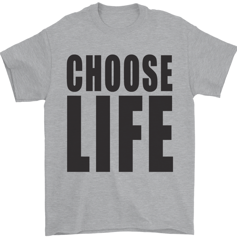 Choose Life Fancy Dress Outfit Costume Mens T-Shirt Cotton Gildan Sports Grey