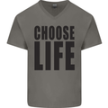 Choose Life Fancy Dress Outfit Costume Mens V-Neck Cotton T-Shirt Charcoal