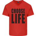 Choose Life Fancy Dress Outfit Costume Mens V-Neck Cotton T-Shirt Red