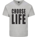 Choose Life Fancy Dress Outfit Costume Mens V-Neck Cotton T-Shirt Sports Grey