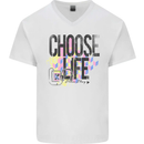 Choose Life Mens V-Neck Cotton T-Shirt White