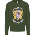 Chop It Like Its Hot Funny Chef Cook BBQ Kids Sweatshirt Jumper Forest Green