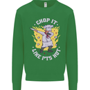 Chop It Like Its Hot Funny Chef Cook BBQ Kids Sweatshirt Jumper Irish Green