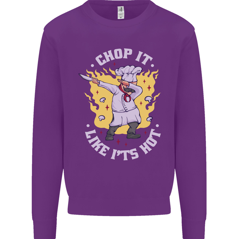 Chop It Like Its Hot Funny Chef Cook BBQ Kids Sweatshirt Jumper Purple
