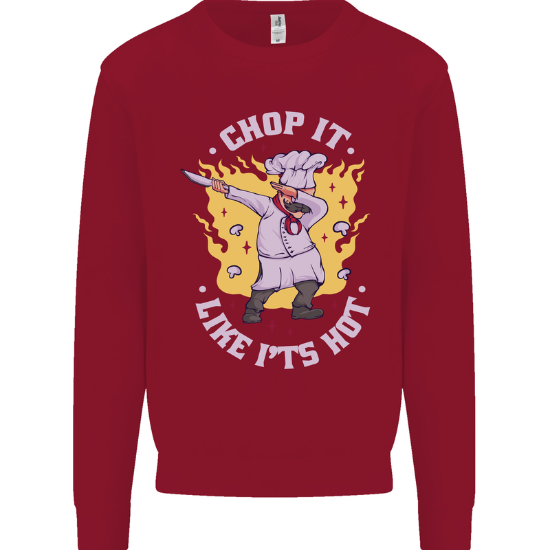 Chop It Like Its Hot Funny Chef Cook BBQ Kids Sweatshirt Jumper Red