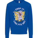 Chop It Like Its Hot Funny Chef Cook BBQ Kids Sweatshirt Jumper Royal Blue
