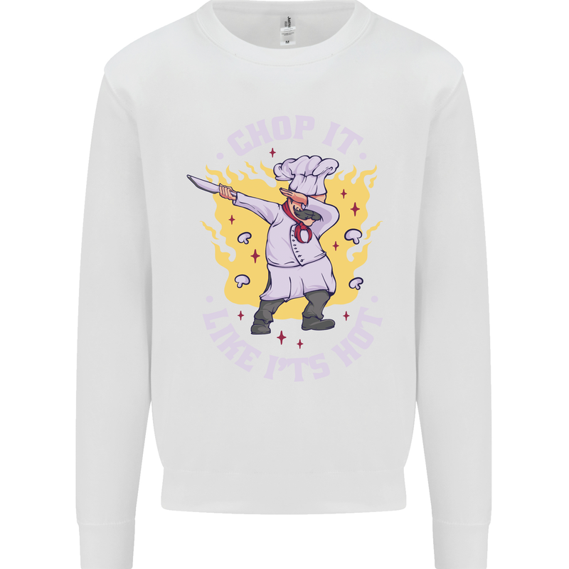 Chop It Like Its Hot Funny Chef Cook BBQ Kids Sweatshirt Jumper White