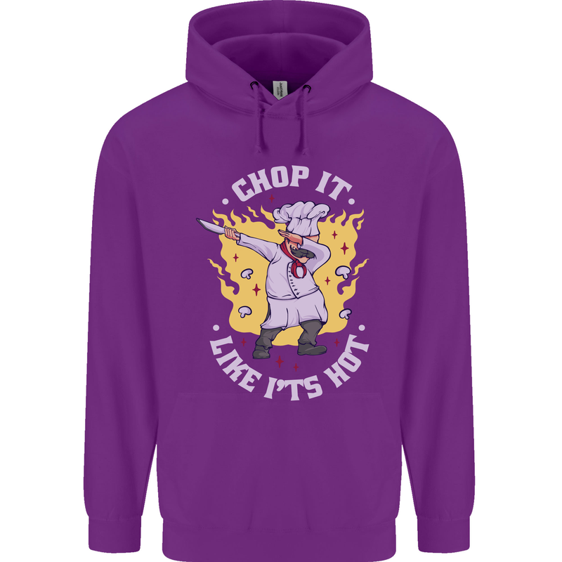 Chop It Like Its Hot Funny Chef Cook BBQ Mens 80% Cotton Hoodie Purple