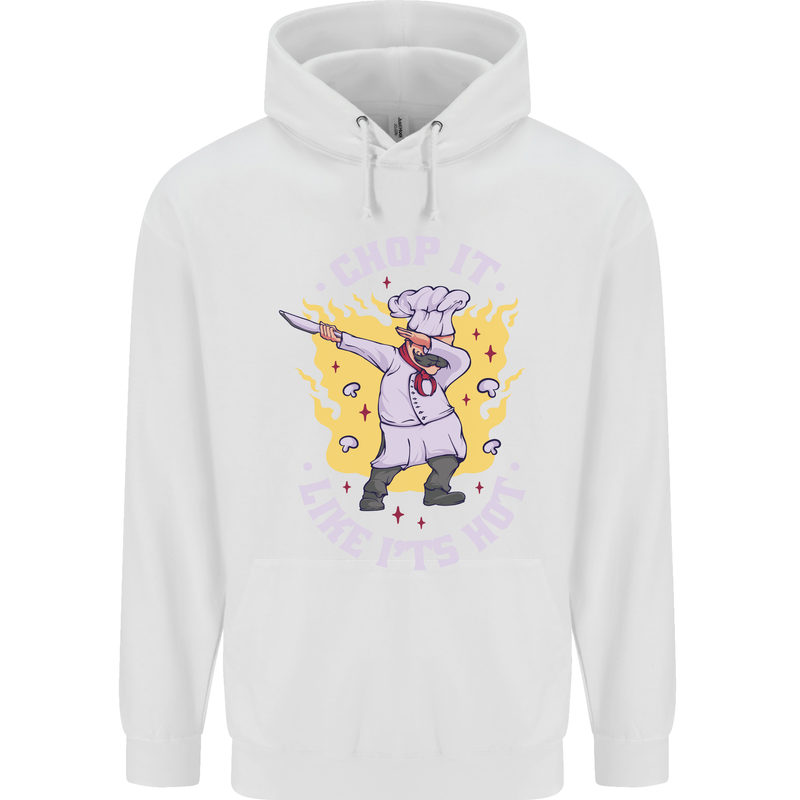 Chop It Like Its Hot Funny Chef Cook BBQ Mens 80% Cotton Hoodie White