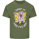 Chop It Like Its Hot Funny Chef Cook BBQ Mens Cotton T-Shirt Tee Top Military Green