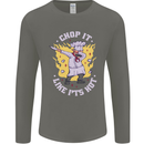 Chop It Like Its Hot Funny Chef Cook BBQ Mens Long Sleeve T-Shirt Charcoal