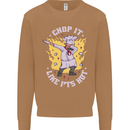 Chop It Like Its Hot Funny Chef Cook BBQ Mens Sweatshirt Jumper Caramel Latte