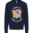 Chop It Like Its Hot Funny Chef Cook BBQ Mens Sweatshirt Jumper Navy Blue