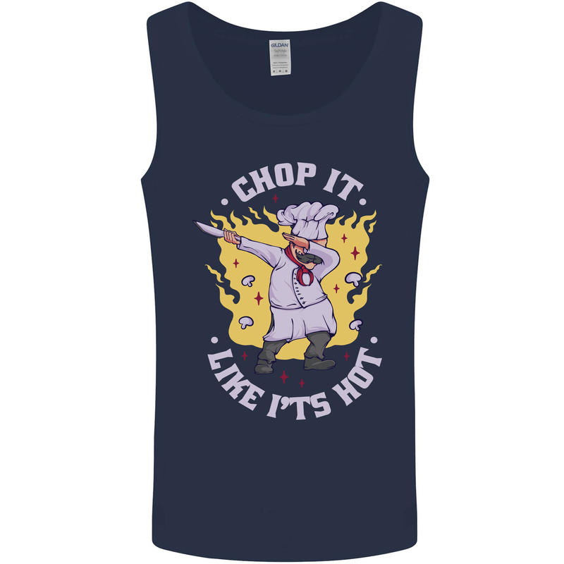 Chop It Like Its Hot Funny Chef Cook BBQ Mens Vest Tank Top Navy Blue