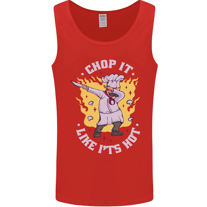 Chop It Like Its Hot Funny Chef Cook BBQ Mens Vest Tank Top Red