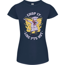 Chop It Like Its Hot Funny Chef Cook BBQ Womens Petite Cut T-Shirt Navy Blue
