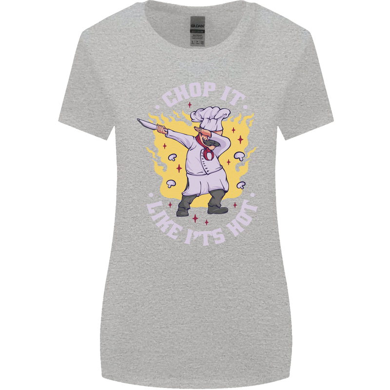 Chop It Like Its Hot Funny Chef Cook BBQ Womens Wider Cut T-Shirt Sports Grey
