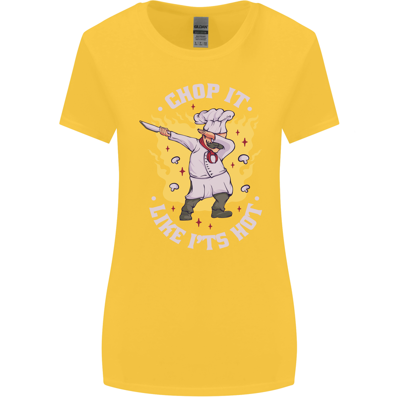 Chop It Like Its Hot Funny Chef Cook BBQ Womens Wider Cut T-Shirt Yellow
