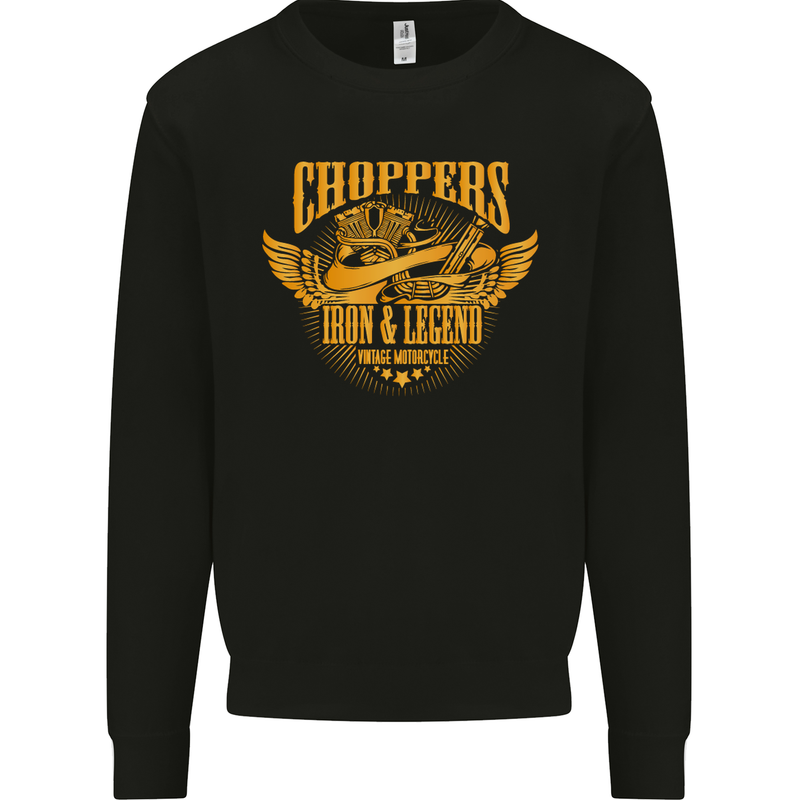 Choppers Legend Motorcycle Motorbike Biker Mens Sweatshirt Jumper Black