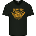 Choppers Legend Motorcycle Motorbike Biker Mens V-Neck Cotton T-Shirt Black