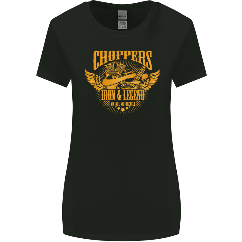 Choppers Legend Motorcycle Motorbike Biker Womens Wider Cut T-Shirt Black