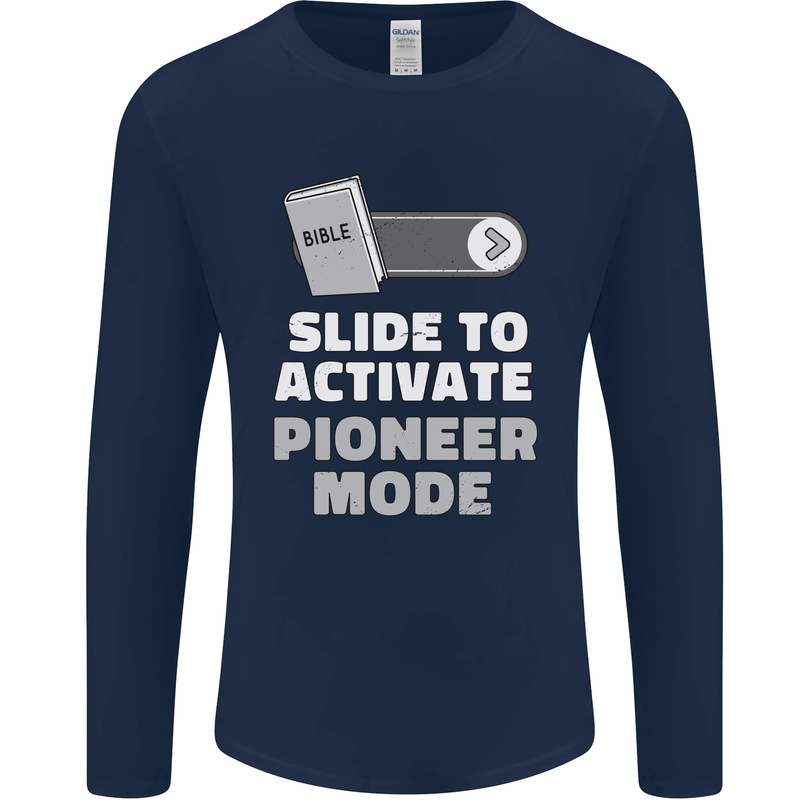 Christian Pioneer Mode Funny Christianity Mens Long Sleeve T-Shirt Navy Blue