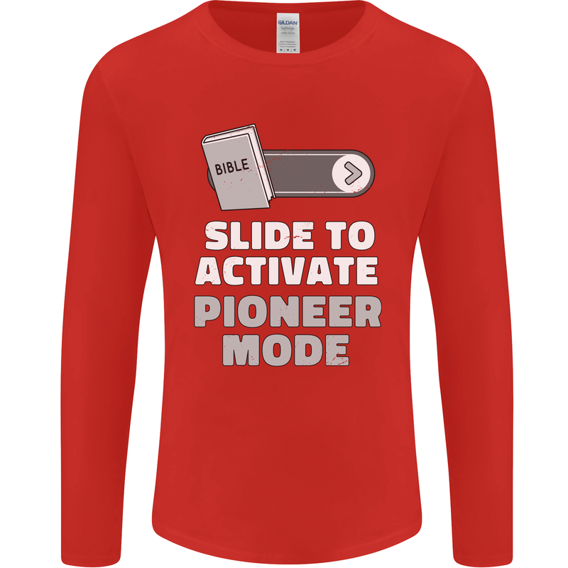 Christian Pioneer Mode Funny Christianity Mens Long Sleeve T-Shirt Red