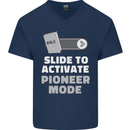 Christian Pioneer Mode Funny Christianity Mens V-Neck Cotton T-Shirt Navy Blue