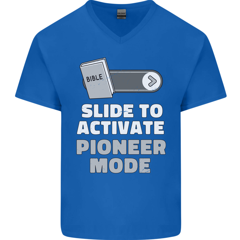 Christian Pioneer Mode Funny Christianity Mens V-Neck Cotton T-Shirt Royal Blue