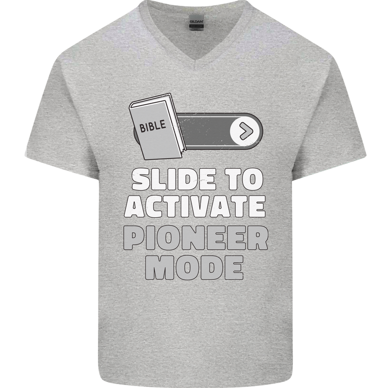 Christian Pioneer Mode Funny Christianity Mens V-Neck Cotton T-Shirt Sports Grey