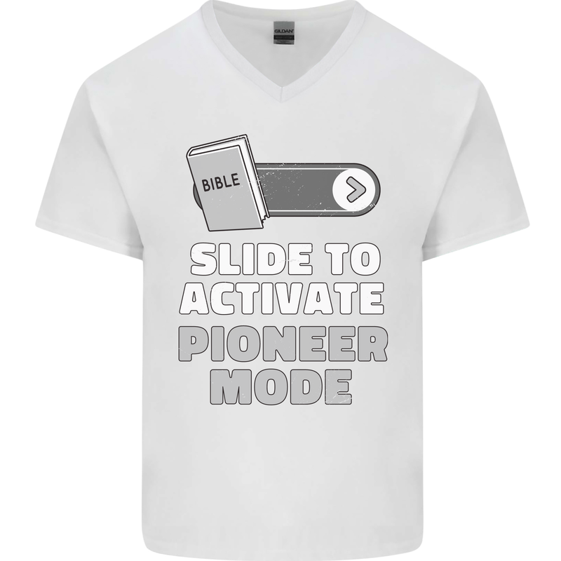 Christian Pioneer Mode Funny Christianity Mens V-Neck Cotton T-Shirt White