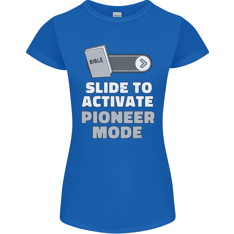 Christian Pioneer Mode Funny Christianity Womens Petite Cut T-Shirt Royal Blue