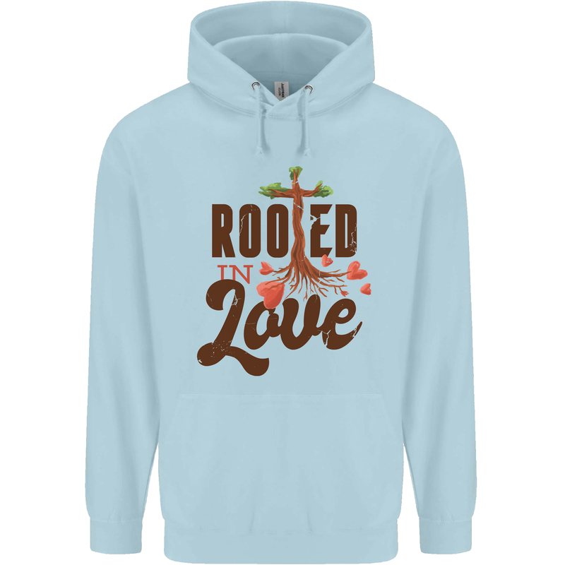 Christian Rooted in Love Christianity Jesus Childrens Kids Hoodie Light Blue