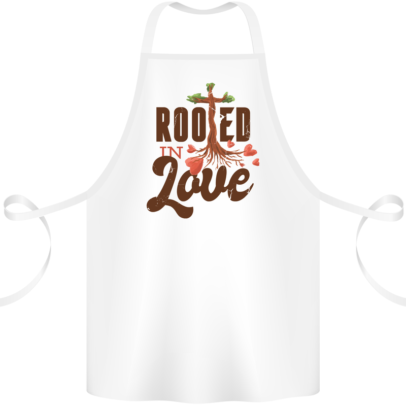 Christian Rooted in Love Christianity Jesus Cotton Apron 100% Organic White