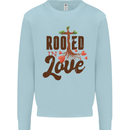 Christian Rooted in Love Christianity Jesus Kids Sweatshirt Jumper Light Blue