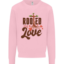 Christian Rooted in Love Christianity Jesus Kids Sweatshirt Jumper Light Pink