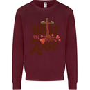 Christian Rooted in Love Christianity Jesus Kids Sweatshirt Jumper Maroon