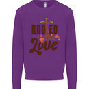 Christian Rooted in Love Christianity Jesus Kids Sweatshirt Jumper Purple