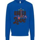 Christian Rooted in Love Christianity Jesus Kids Sweatshirt Jumper Royal Blue