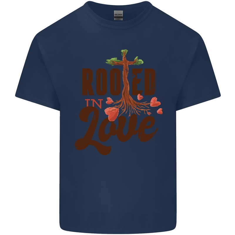 Christian Rooted in Love Christianity Jesus Kids T-Shirt Childrens Navy Blue
