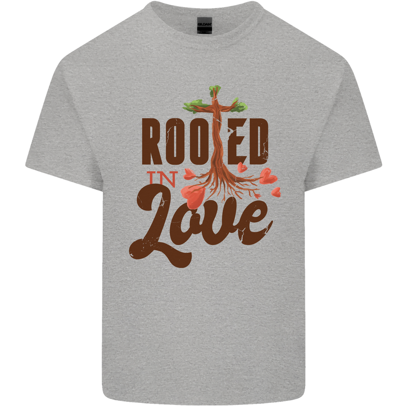 Christian Rooted in Love Christianity Jesus Kids T-Shirt Childrens Sports Grey