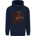 Christian Rooted in Love Christianity Jesus Mens 80% Cotton Hoodie Navy Blue