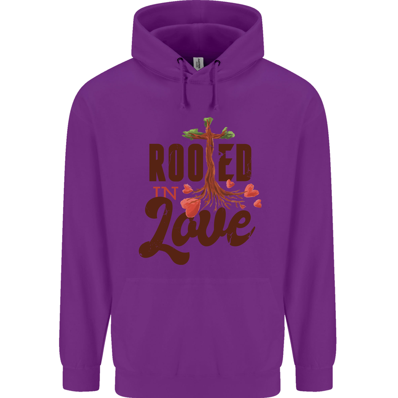 Christian Rooted in Love Christianity Jesus Mens 80% Cotton Hoodie Purple